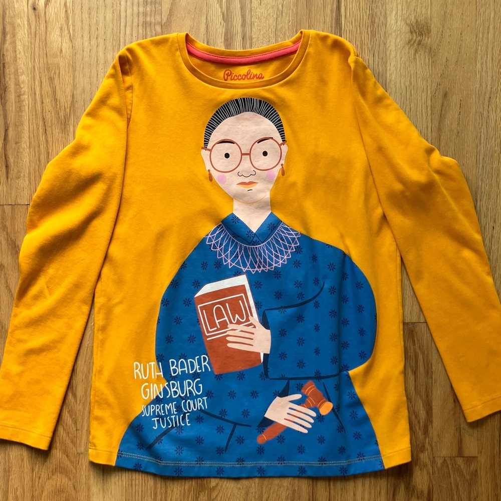 Piccolina Kids Long Sleeve Ruth Bader Ginsburg Shirt - Yellow and Blue